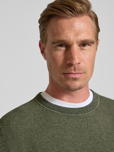 SELECTED HOMME Regular fit pullover van puur katoen, model 'ROSS' Olijfgroen - 3