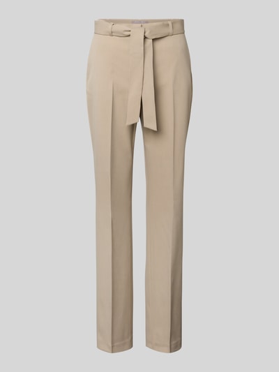 Christian Berg Woman Selection Spodnie do garnituru o kroju straight fit z dodatkiem wiskozy i tasiemką w talii Piaskowy 2
