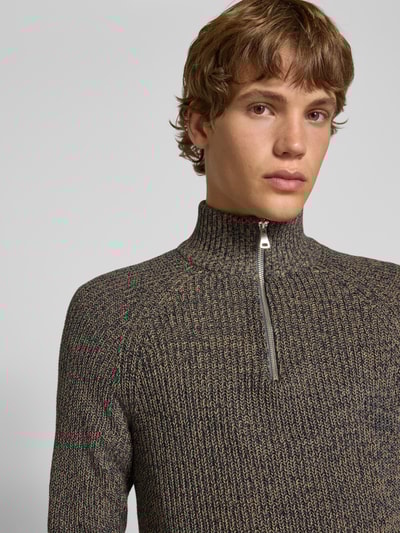 Blend Slim fit gebreide pullover met ritssluiting, model 'Darik' Antraciet - 3