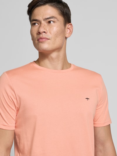 Fynch-Hatton T-Shirt mit Label-Stitching Lachs 3