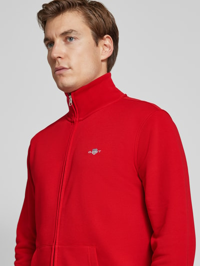 Gant Regular Fit Sweatjacke mit Label-Stitching Modell 'SGIELD' Rot 3