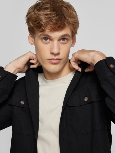 Jack & Jones Slim fit vrijetijdsoverhemd met borstzakken met klep, model 'DARREN' Zwart - 3