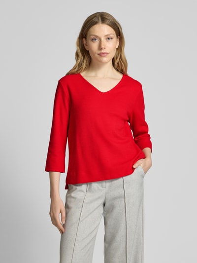 s.Oliver RED LABEL Regular Fit Sweatshirt mit V-Ausschnitt und 3/4-Ärmeln Rot 4