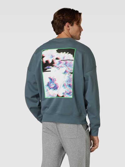 JAKE*S STUDIO MEN Sweatshirt mit Label-Print Rauchblau 5