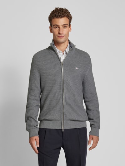 Gant Cardigan met structuurmotief Donkergrijs gemêleerd - 4