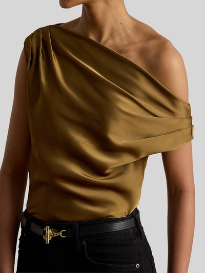 Lauren Ralph Lauren Top bluzkowy o satynowym wyglądzie, krój regular fit Ciemnobrązowy 3