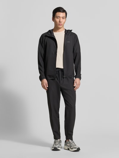 BOSS Green tapered fit stoffen broek met tunnelkoord model 'T_FLEX' Zwart - 1