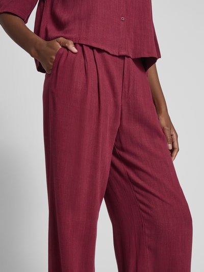 Jake*s Casual Straight Leg Stoffhose aus Viskose-Leinen-Mix Dunkelrot 3