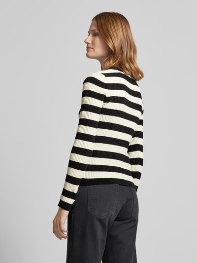 Vero Moda Slim Fit Strickpullover mit Streifenmuster Modell 'CHILI' Black 5