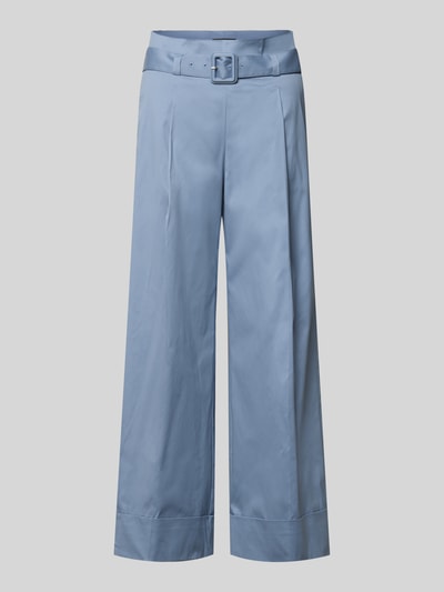 Productfoto, Culotte mit Gürtel und Eingrifftaschen van Windsor in lichtblauw, katoenmix met stretch, wide leg fit, vaste zoom, Franse steekzakken, imitatie achterzakken met kleppen, riem met gesp, detailmateriaal zichtbaar.