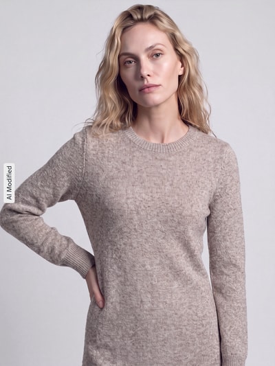 VERO MODA Strickkleid mit gerippten Abschlüssen Sand 3