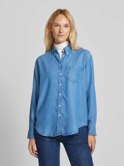 Gant Relaxed Fit Jeansbluse mit Button-Down-Kragen Hellblau Melange 4