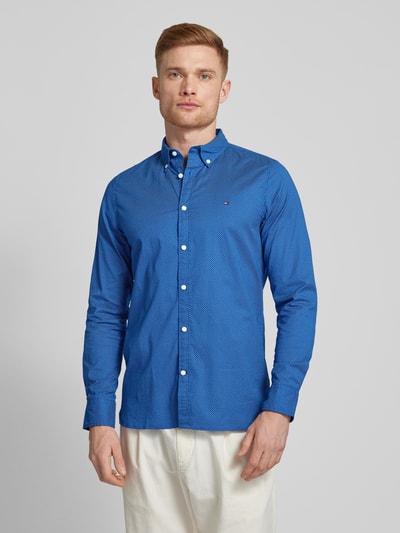 Tommy Hilfiger Slim fit vrijetijdsoverhemd met all-over motief Koningsblauw - 4