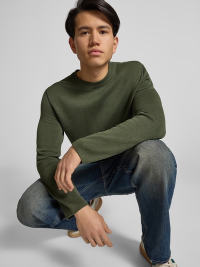 Marc O'Polo Denim Regular fit gebreide pullover van katoenmix Kaki - 3