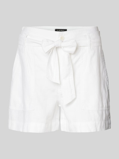 Lauren Ralph Lauren Shorts aus Leinen mit Stoffgürtel Modell 'DAVIANA' Weiss 2