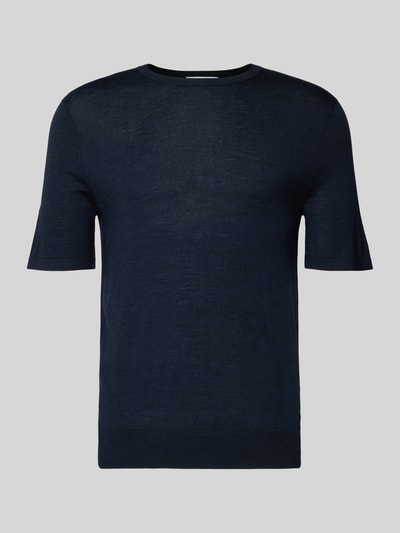 Productfoto, Strickshirt mit Rundhalsausschnitt Modell 'Connor' van Tiger Of Sweden in donkerblauw, pure katoen, slim fit, fijne textuur