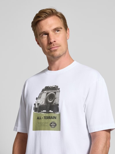BOSS Orange Regular fit T-shirt van puur katoen, model 'WAGON' Wit - 3