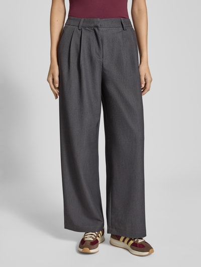 Only Spodnie o kroju regular fit z szeroką nogawką model ‘HATTIE’ Antracytowy melanż 4