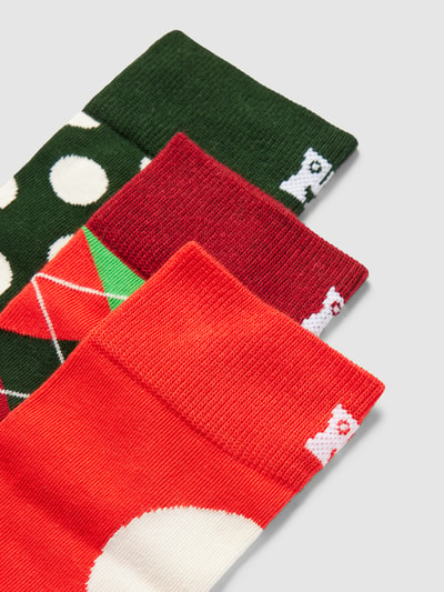 Happy Socks Sokken met all-over motief in een set van 4 paar, model 'Holiday Classics' Rood - 2