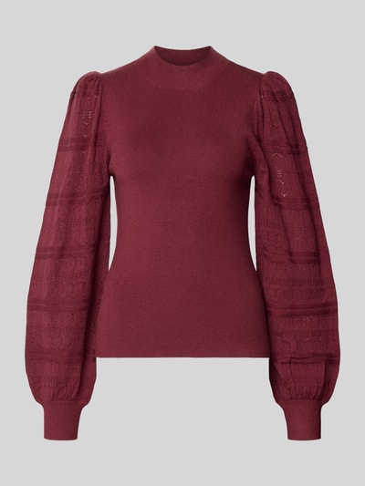 Produktfoto, Pullover mit Puffärmeln von VERO MODA, jednolite bordo, długi rękaw, elastyczne ściągacze, materiał: mieszanka wiskozy