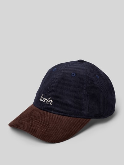 Forét Baseballpet van corduroy met labelstitching, model 'HAWK' Donkerblauw - 1