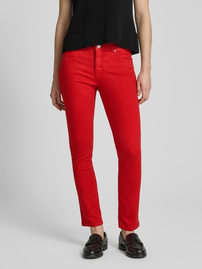 Oui Slim fit broek met verkort model Rood - 4