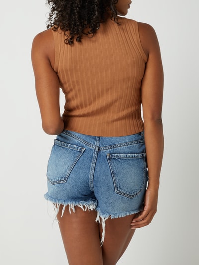 Guess Crop Top mit Rippenstruktur Modell 'Aline' Cognac 5