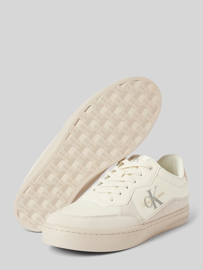 Calvin Klein Jeans Leren sneakers met labeldetails model 'CLASSIC CUPSOLE LOW MIX' Offwhite - 4