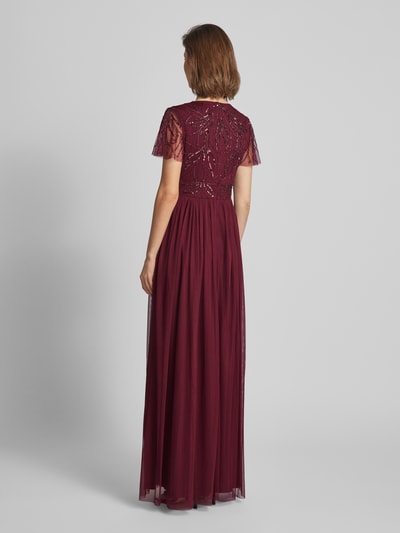 Christian Berg Cocktail Abendkleid mit Paillettenbesatz Kirsche Melange 5