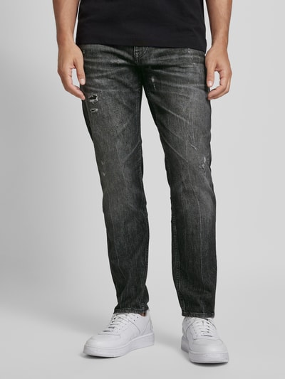 BOSS Orange Straight Leg Jeans im Destroyed-Look Modell 'TROY' Anthrazit 4