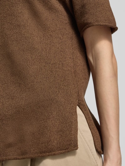 Marc O'Polo Regular Fit Pullover aus Baumwoll-Leinen-Mix Mittelbraun 3