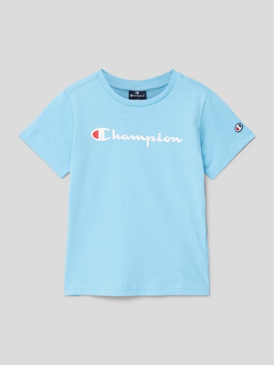 CHAMPION T-shirt z nadrukiem z logo Jasnoniebieski 1