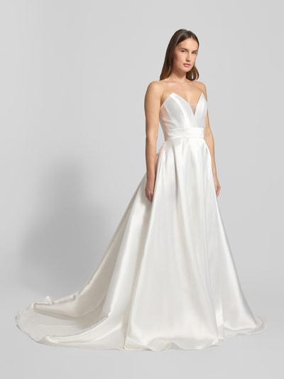 Luxuar Regular fit bruidsjurk met sierknoopsluiting Offwhite - 1