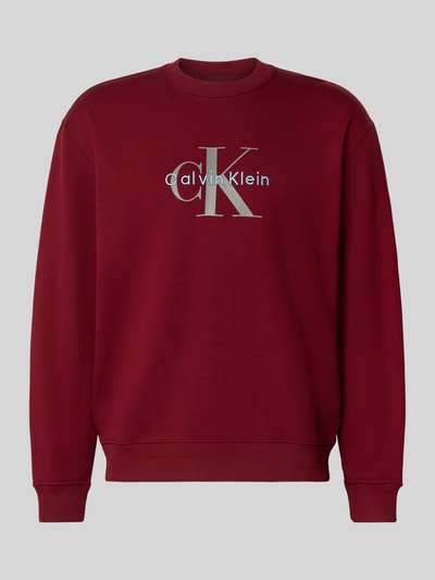 Calvin Klein Jeans Regular Fit Sweatshirt mit Logo-Print Modell 'Terry' Bordeaux 2