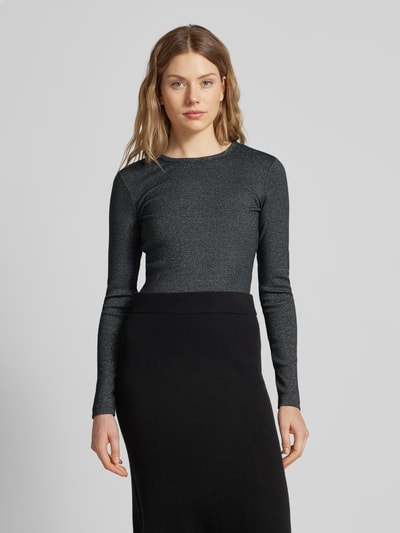 Vero Moda Regular fit shirt met lange mouwen van katoenmix met effectgaren, model 'CHLOE' Antraciet gemêleerd - 4