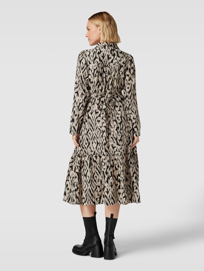 MSCH Copenhagen Knielanges Kleid mit Allover-Muster Modell 'Vlora' Kitt 5