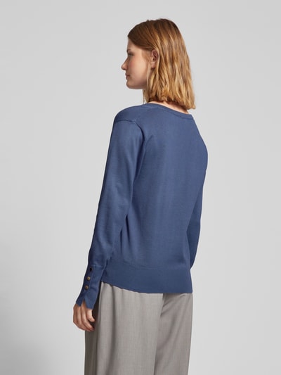 FREE/QUENT Gebreide pullover met V-hals, model 'Katie' Blauw - 5