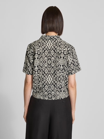 ICHI Regular Fit Bluse aus Leinen-Viskose-Mix mit Knotendetail Black 5