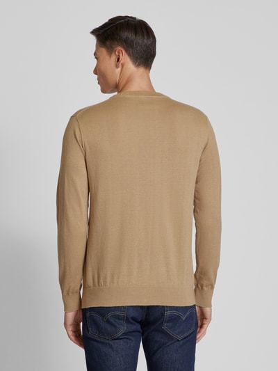 Scotch & Soda Sweter z dzianiny z detalem z logo Beżowy 5