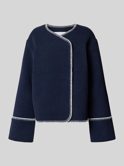 YAS Kurtka o kroju relaxed fit z dodatkiem wełny model ‘VICCO’ Granatowy 2