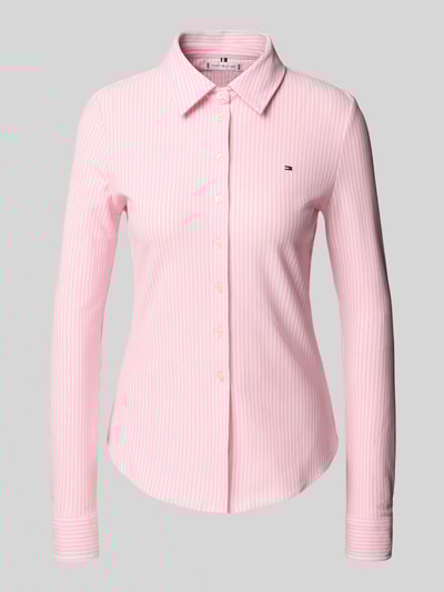 Tommy Hilfiger Shaped fit overhemdblouse van katoenmix Rosé - 2