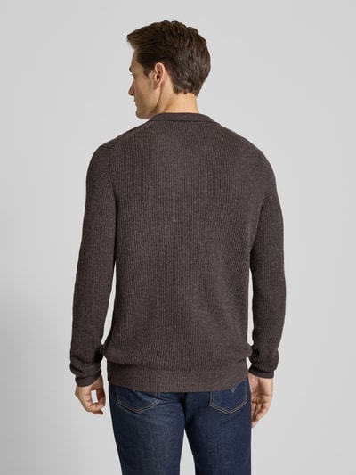 bugatti Gebreide pullover met polokraag Donkerbruin - 5