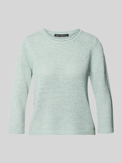 Produktfoto, Strickpullover mit Rundhalsausschnitt und 3/4-Arm von Betty Barclay in Mint, Regular-Fit, Rollsaum, gerippte Ärmelabschlüsse.