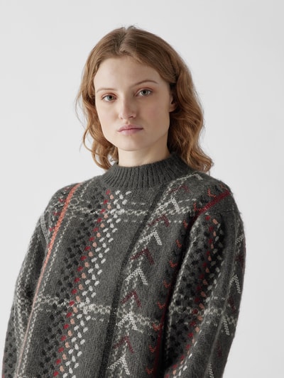 Lala Berlin Pullover mit Kufiya-Muster Dunkelgrau 6