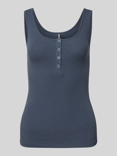 Pieces Slim fit tanktop van katoenmix, model 'KITTE' Donkerblauw - 2