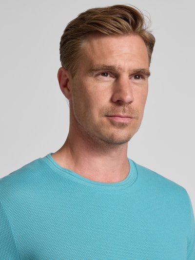 BOSS Regular fit T-shirt van katoenmix, model 'TIBURT' Aquablauw - 3