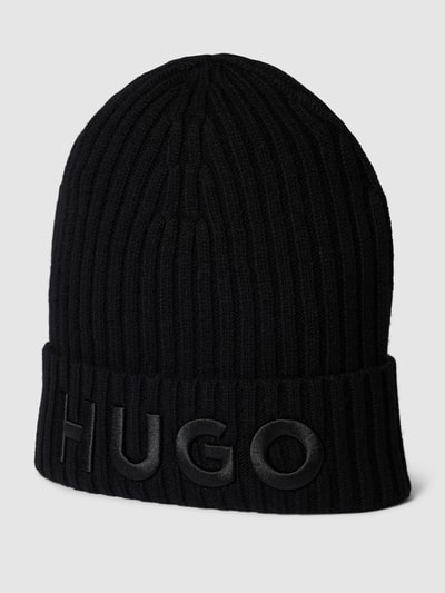 HUGO Czapka beanie z wyhaftowanym logo Czarny 1