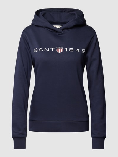 Gant Bluza z kapturem z nadrukiem z logo Granatowy 2