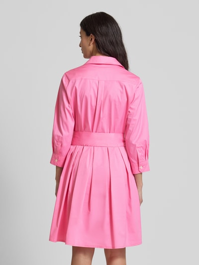 0039 Italy Knielanges Hemdblusenkleid mit Bindegürtel Modell 'JULE' Pink 5