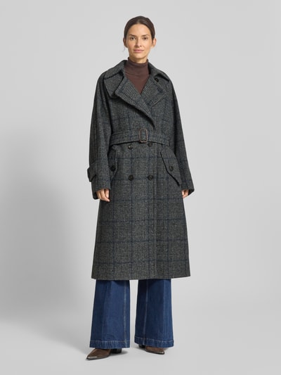 Weekend Max Mara Płaszcz wełniany o kroju regular fit z paskiem model ‘SESTRI’ Ciemnoszary 4